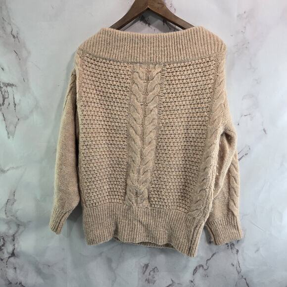 Sleeping On Snow Sweater Womens Small Pink Alpaca Wool Cable Shoulder Balloon - Picture 5 of 10